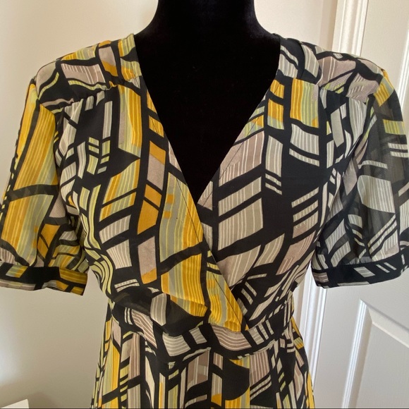 Sheer V-Neck Fit and Flare Dress - Picture 1 of 10